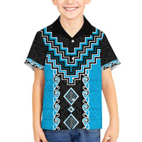 Sky Blue Niho Taniwha Mix Poutama Hawaiian Shirt Unique Taniko Aotearoa LT01 - Polynesian Pride