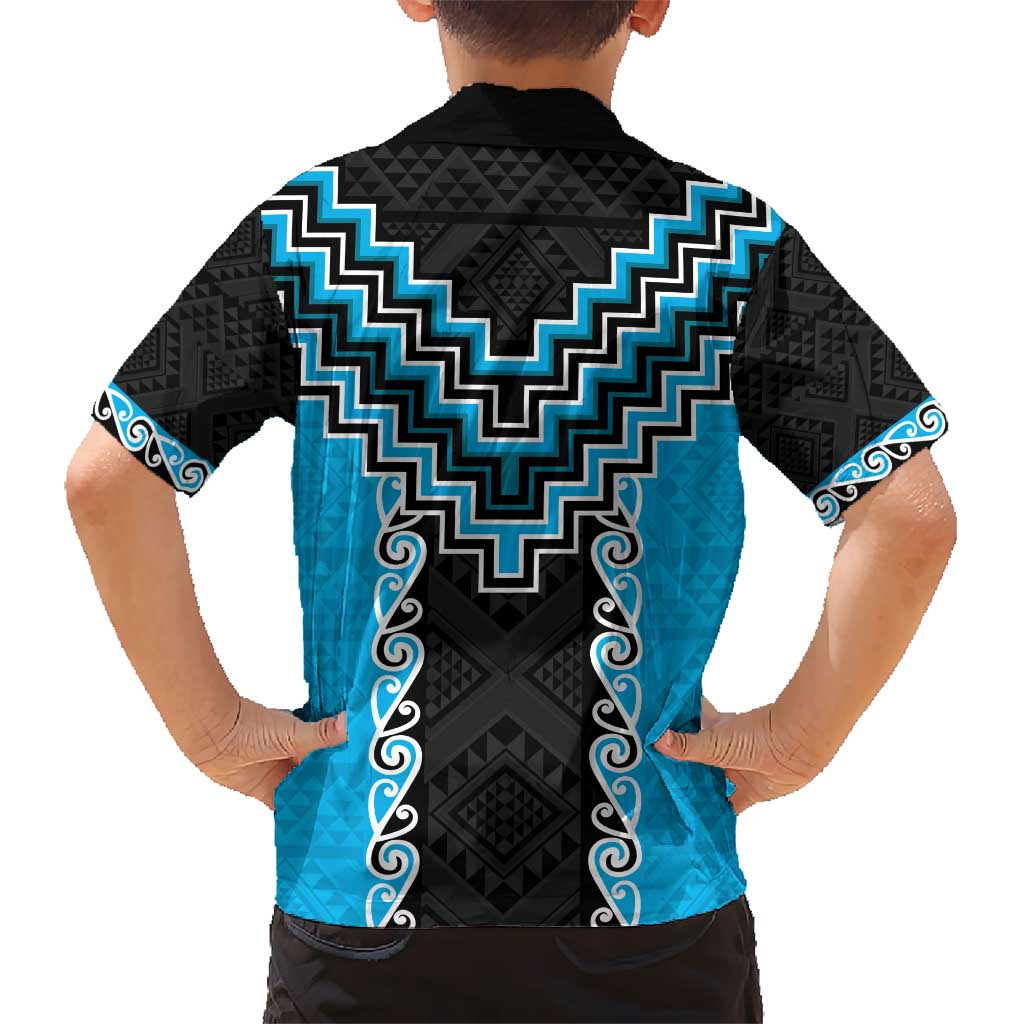 Sky Blue Niho Taniwha Mix Poutama Hawaiian Shirt Unique Taniko Aotearoa LT01 - Polynesian Pride