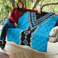 Sky Blue Niho Taniwha Mix Poutama Quilt Unique Taniko Aotearoa