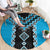 Sky Blue Niho Taniwha Mix Poutama Round Carpet Unique Taniko Aotearoa