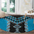 Sky Blue Niho Taniwha Mix Poutama Round Carpet Unique Taniko Aotearoa