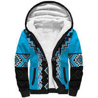 Sky Blue Niho Taniwha Mix Poutama Sherpa Hoodie Unique Taniko Aotearoa LT01 Unisex Sky Blue - Polynesian Pride