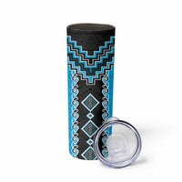 Sky Blue Niho Taniwha Mix Poutama Skinny Tumbler Unique Taniko Aotearoa