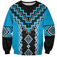 Sky Blue Niho Taniwha Mix Poutama Sweatshirt Unique Taniko Aotearoa LT01 Unisex Sky Blue - Polynesian Pride