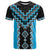 Sky Blue Niho Taniwha Mix Poutama T Shirt Unique Taniko Aotearoa