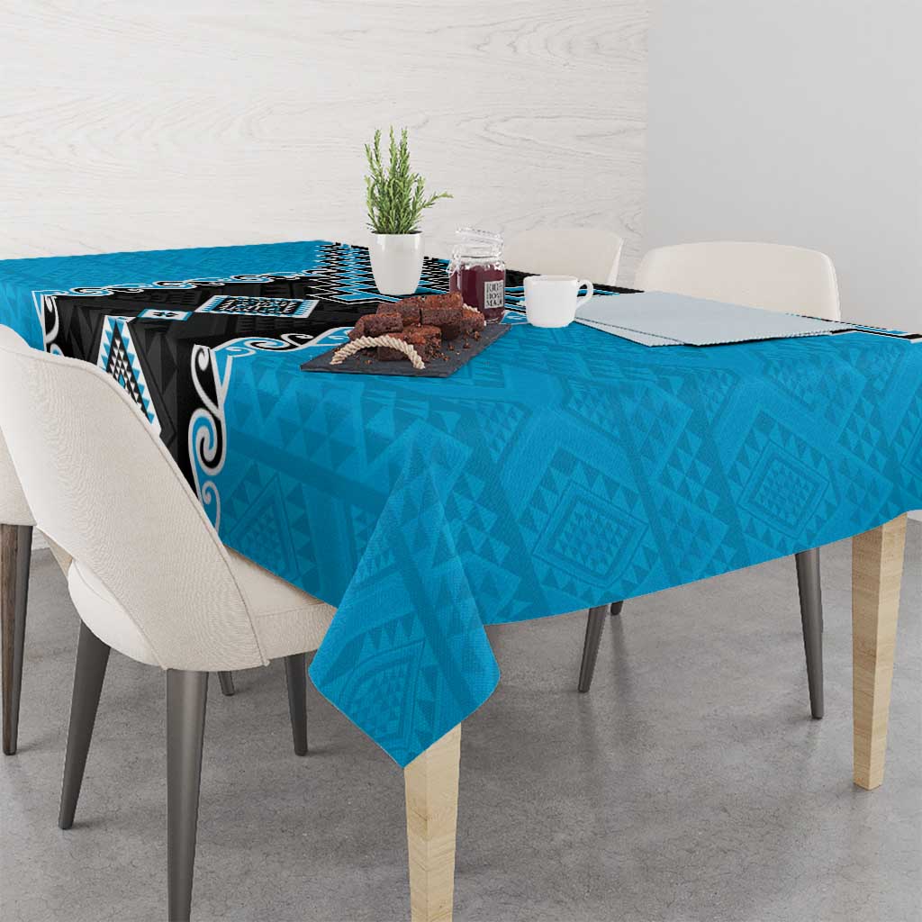 Sky Blue Niho Taniwha Mix Poutama Tablecloth Unique Taniko Aotearoa LT01 - Polynesian Pride