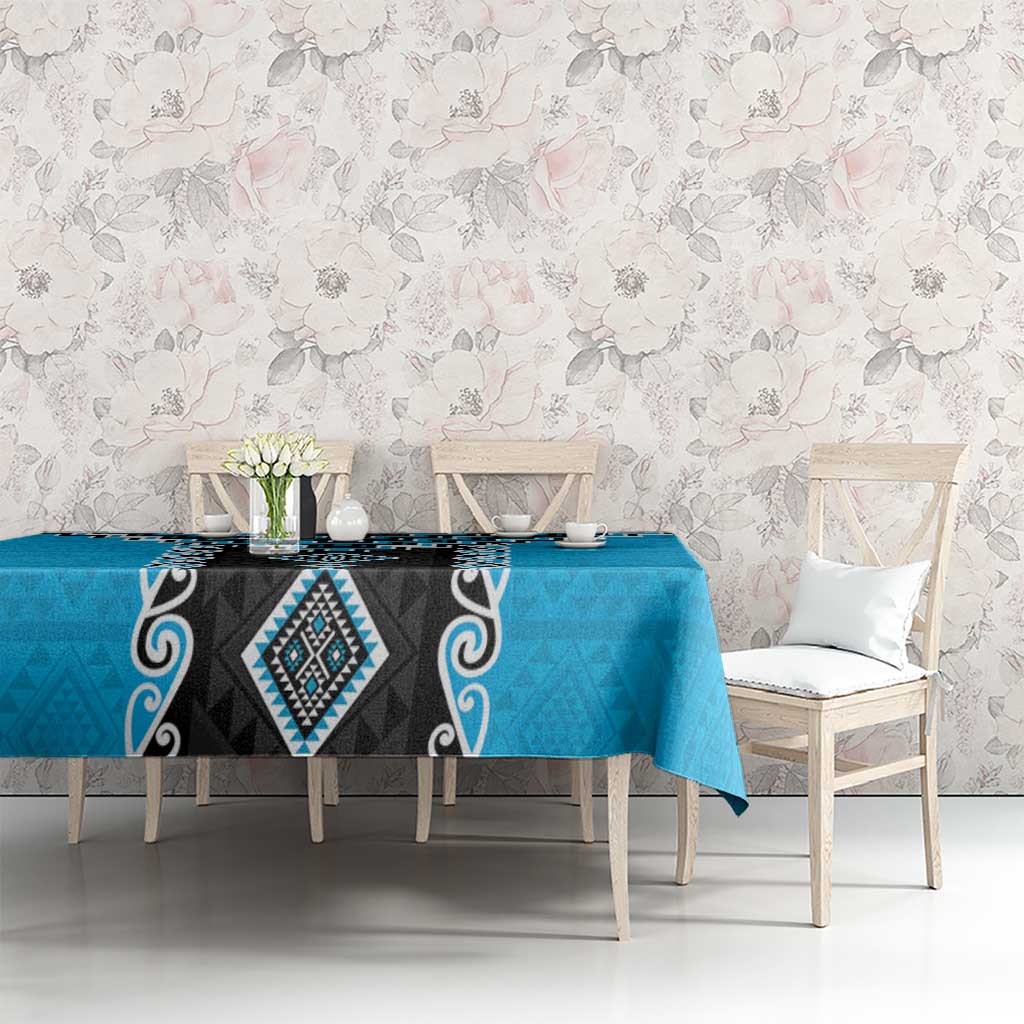 Sky Blue Niho Taniwha Mix Poutama Tablecloth Unique Taniko Aotearoa LT01 - Polynesian Pride