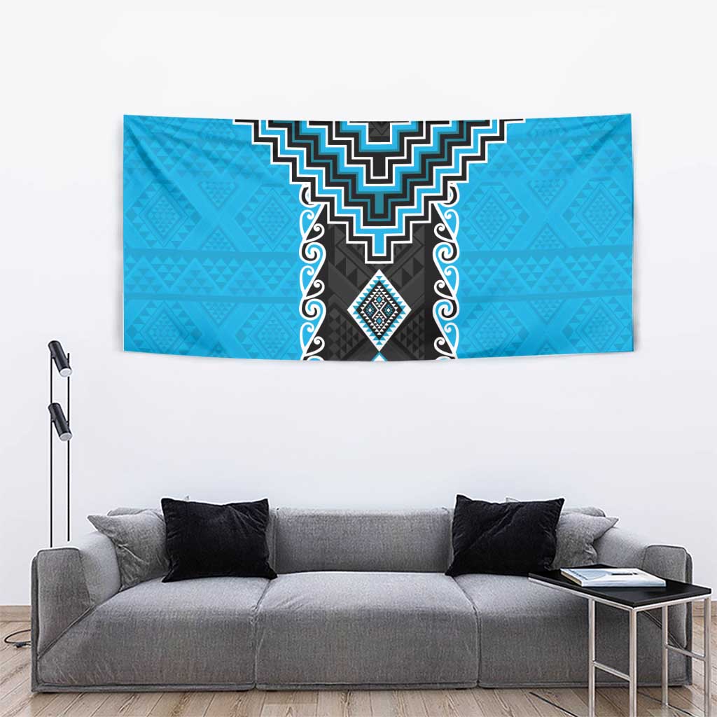 Sky Blue Niho Taniwha Mix Poutama Tapestry Unique Taniko Aotearoa