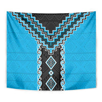 Sky Blue Niho Taniwha Mix Poutama Tapestry Unique Taniko Aotearoa