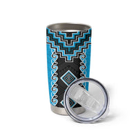 Sky Blue Niho Taniwha Mix Poutama Tumbler Cup Unique Taniko Aotearoa LT01 - Polynesian Pride