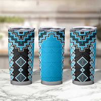 Sky Blue Niho Taniwha Mix Poutama Tumbler Cup Unique Taniko Aotearoa LT01 - Polynesian Pride