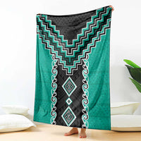 Teal Niho Taniwha Mix Poutama Blanket Unique Taniko Aotearoa LT01 - Polynesian Pride