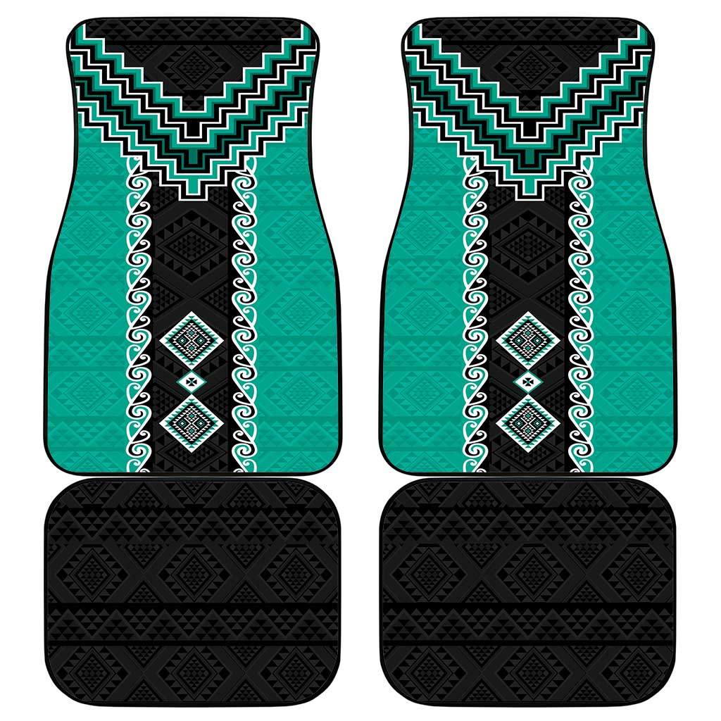Teal Niho Taniwha Mix Poutama Car Mats Unique Taniko Aotearoa LT01 - Polynesian Pride