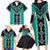 Teal Niho Taniwha Mix Poutama Family Matching Long Sleeve Bodycon Dress and Hawaiian Shirt Unique Taniko Aotearoa