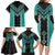 Teal Niho Taniwha Mix Poutama Family Matching Long Sleeve Bodycon Dress and Hawaiian Shirt Unique Taniko Aotearoa