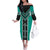 Teal Niho Taniwha Mix Poutama Family Matching Off The Shoulder Long Sleeve Dress and Hawaiian Shirt Unique Taniko Aotearoa