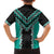 Teal Niho Taniwha Mix Poutama Family Matching Off Shoulder Maxi Dress and Hawaiian Shirt Unique Taniko Aotearoa