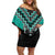 Teal Niho Taniwha Mix Poutama Family Matching Off Shoulder Short Dress and Hawaiian Shirt Unique Taniko Aotearoa