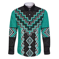 Teal Niho Taniwha Mix Poutama Family Matching Puletasi and Hawaiian Shirt Unique Taniko Aotearoa