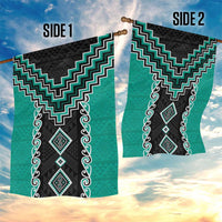 Teal Niho Taniwha Mix Poutama Garden Flag Unique Taniko Aotearoa LT01 - Polynesian Pride