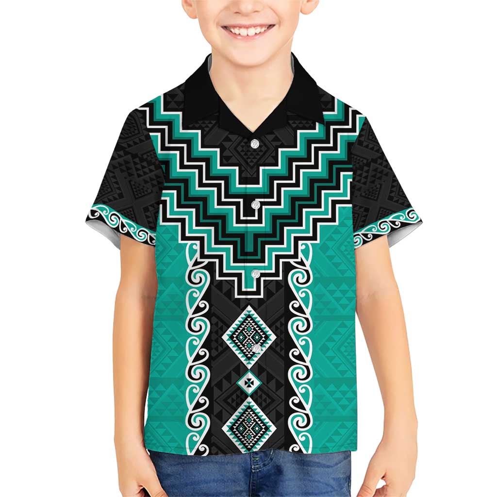 Teal Niho Taniwha Mix Poutama Hawaiian Shirt Unique Taniko Aotearoa LT01 - Polynesian Pride