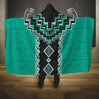 Teal Niho Taniwha Mix Poutama Hooded Blanket Unique Taniko Aotearoa LT01 - Polynesian Pride