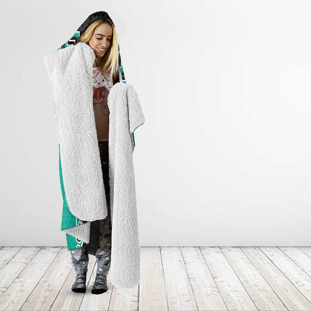 Teal Niho Taniwha Mix Poutama Hooded Blanket Unique Taniko Aotearoa LT01 - Polynesian Pride