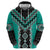 Teal Niho Taniwha Mix Poutama Hoodie Unique Taniko Aotearoa