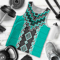 Teal Niho Taniwha Mix Poutama Men Tank Top Unique Taniko Aotearoa LT01 - Polynesian Pride