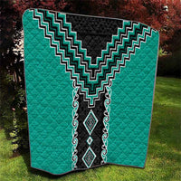 Teal Niho Taniwha Mix Poutama Quilt Unique Taniko Aotearoa