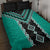 Teal Niho Taniwha Mix Poutama Quilt Bed Set Unique Taniko Aotearoa