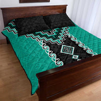 Teal Niho Taniwha Mix Poutama Quilt Bed Set Unique Taniko Aotearoa LT01 - Polynesian Pride
