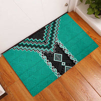Teal Niho Taniwha Mix Poutama Rubber Doormat Unique Taniko Aotearoa LT01 - Polynesian Pride