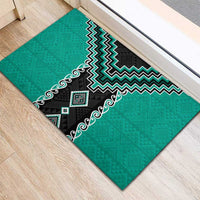 Teal Niho Taniwha Mix Poutama Rubber Doormat Unique Taniko Aotearoa LT01 - Polynesian Pride