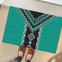 Teal Niho Taniwha Mix Poutama Rubber Doormat Unique Taniko Aotearoa LT01 - Polynesian Pride