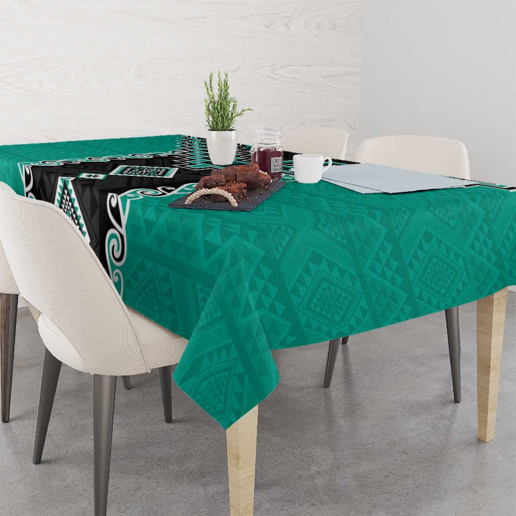 Teal Niho Taniwha Mix Poutama Tablecloth Unique Taniko Aotearoa LT01 - Polynesian Pride