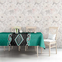 Teal Niho Taniwha Mix Poutama Tablecloth Unique Taniko Aotearoa LT01 - Polynesian Pride