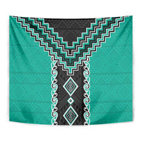 Teal Niho Taniwha Mix Poutama Tapestry Unique Taniko Aotearoa