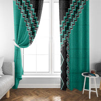 Teal Niho Taniwha Mix Poutama Window Curtain Unique Taniko Aotearoa LT01 - Polynesian Pride