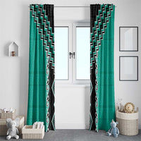 Teal Niho Taniwha Mix Poutama Window Curtain Unique Taniko Aotearoa LT01 - Polynesian Pride