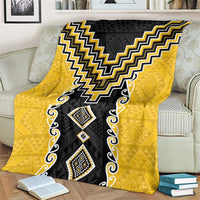 Yellow Niho Taniwha Mix Poutama Blanket Unique Taniko Aotearoa LT01 - Polynesian Pride