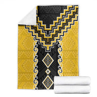 Yellow Niho Taniwha Mix Poutama Blanket Unique Taniko Aotearoa LT01 - Polynesian Pride
