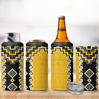 Yellow Niho Taniwha Mix Poutama 4 in 1 Can Cooler Tumbler Unique Taniko Aotearoa LT01 - Polynesian Pride
