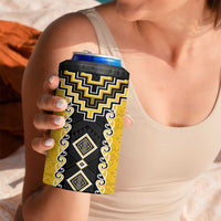 Yellow Niho Taniwha Mix Poutama 4 in 1 Can Cooler Tumbler Unique Taniko Aotearoa LT01 - Polynesian Pride