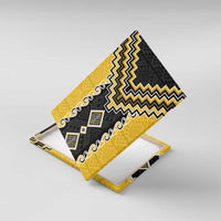 Yellow Niho Taniwha Mix Poutama Canvas Wall Art Unique Taniko Aotearoa LT01 With Frame Yellow - Polynesian Pride