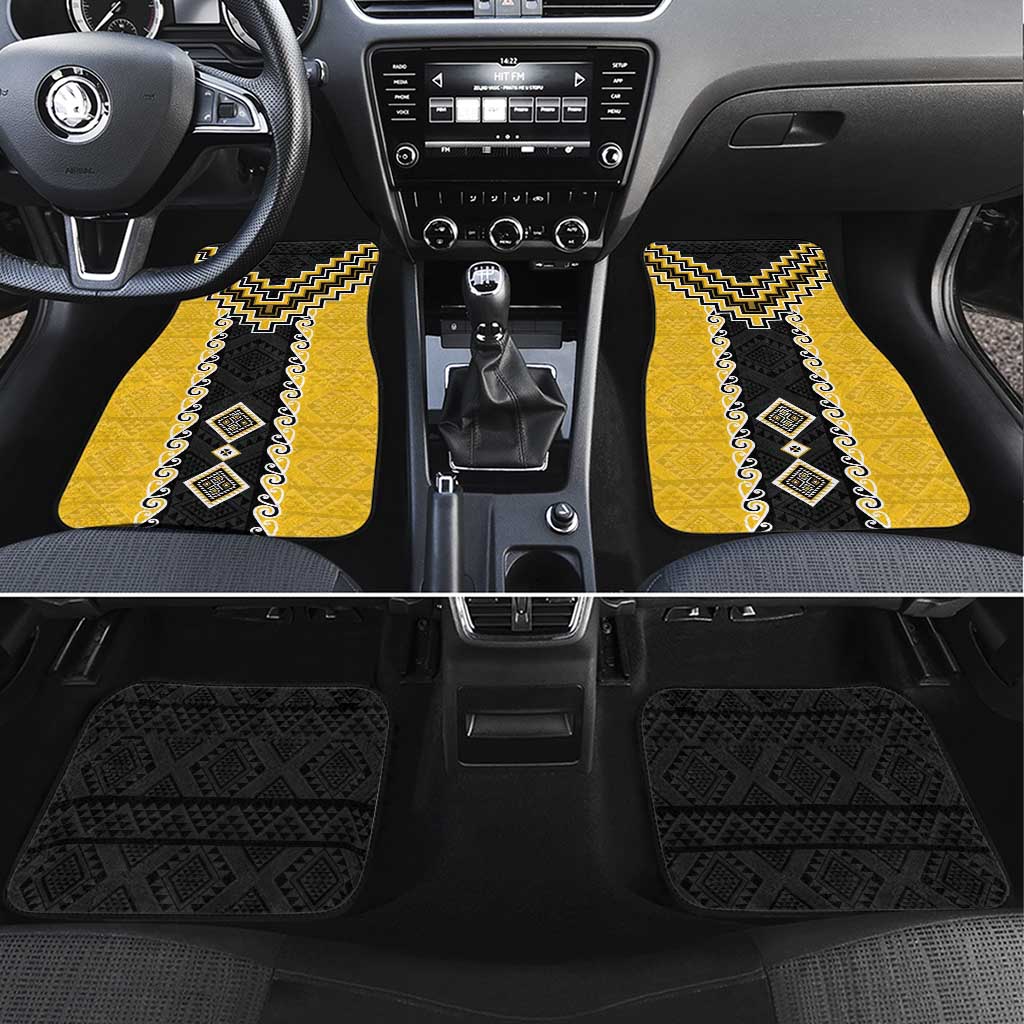 Yellow Niho Taniwha Mix Poutama Car Mats Unique Taniko Aotearoa