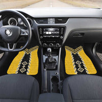 Yellow Niho Taniwha Mix Poutama Car Mats Unique Taniko Aotearoa LT01 Set 2pcs - Front Yellow - Polynesian Pride