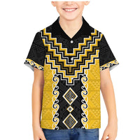 Yellow Niho Taniwha Mix Poutama Family Matching Mermaid Dress and Hawaiian Shirt Unique Taniko Aotearoa