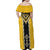 Yellow Niho Taniwha Mix Poutama Family Matching Off Shoulder Maxi Dress and Hawaiian Shirt Unique Taniko Aotearoa