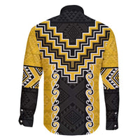 Yellow Niho Taniwha Mix Poutama Family Matching Puletasi and Hawaiian Shirt Unique Taniko Aotearoa